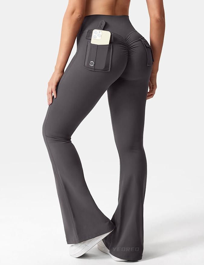 Leggings Donna Fitness Flare con tasche – Glutei Alti, Comfort e Libertà di Movimento