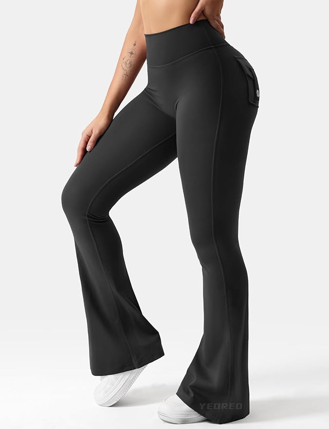 Leggings Donna Fitness Flare con tasche – Glutei Alti, Comfort e Libertà di Movimento